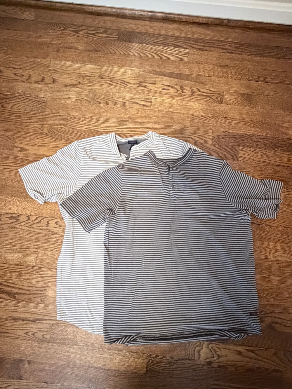 Good Man Brand Henley Shirt Bundle Gray Striped Size Large 2-Pack